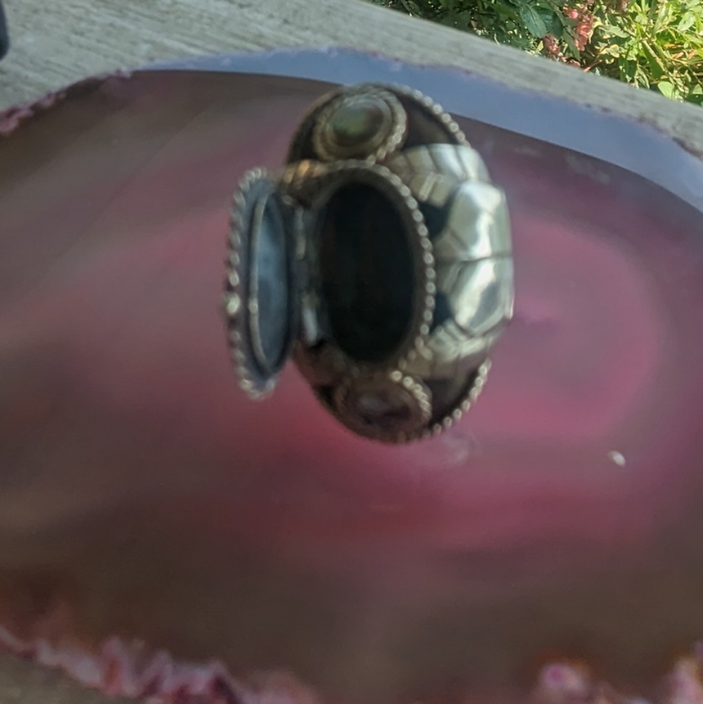 Vintage R. Luco Taxco sterling silver poison pill box ring